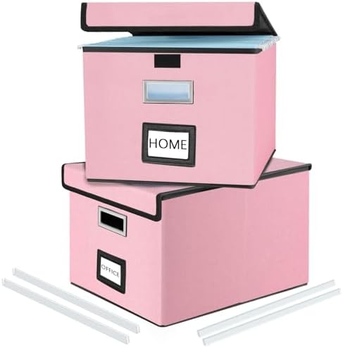File Organizer Box with Lids, Collapsible File Folder Organizer by Huolewa