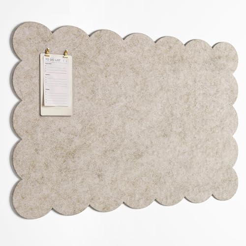 Orelle Scalloped Felt Bulletin Board | 35 x 23” | Foldable Peel and Stick Felt Board for Wall | Alternative Cork Board for Office, Message Board, Kids Art Display | Beige by Orelle