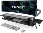 Fenge Dual Monitor Stand Riser, Wooden Desk Shelf with 2-Tier Storage by Fenge