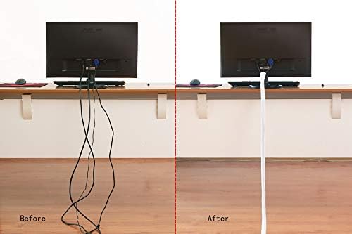 Alex Tech 20ft - 1.5 inch Cord Protector Wire Loom Tubing Cable Sleeve Split Sleeving for USB Cable Power Cord Audio Video Cable - Protect Cat from Chewing Cords - White - Image 4