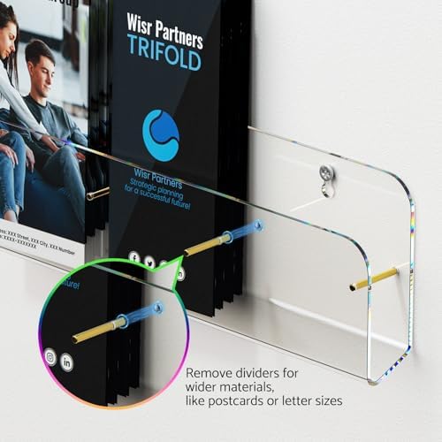 HIIMIEI Brochure Holder Wall Mount: 2-Pack Acrylic Modular Flyer Rack - Image 2