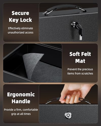 Uniclife Fireproof Document Box with Key Lock & Handle, 13" x 10.9" x 4.1" - Image 5