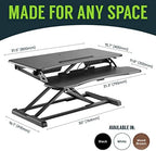 TechOrbits Standing Desk Converter-32-inch Height Adjustable, MDF Wood, Sit Riser-Black, 32" - Image 2