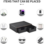 Linen Leather Desk Organizer and monitor stand with Drawers－Mini Desktop Drawer Organizer Stackable－Tabletop Organization Storage Box for Office Supplies Home Vanity Toiletries (Black, 2-drawers) - Image 7