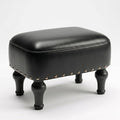 Cmishe Ottoman Leather Footrest,Vintage Footstool,Thickened Foam Upholstered Seat,Wooden Leg Foot Rest,Under Desk Shoe Bench Small Bench for Living Room Dining Room(Black) by Cmishe