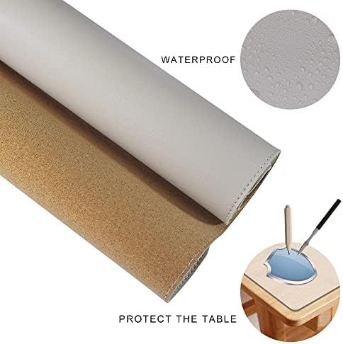 MAIDERN 55” x 24” Cork & Leather Desk Pad, Large XXL Desk Mat (Cream) - Image 4