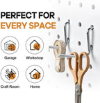 100 Pack Pegboard Hooks, Heavy Duty Galvanized Metal Peg Board Hooks with Locking Tabs, 2 Sizes, Fits 1/8” & 1/4” Pegboards, Garage Tool Organizer Accessories - Image 7