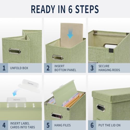File Organizer Box with 15 Hanging File Folders, Lift-Off Lid - Image 3