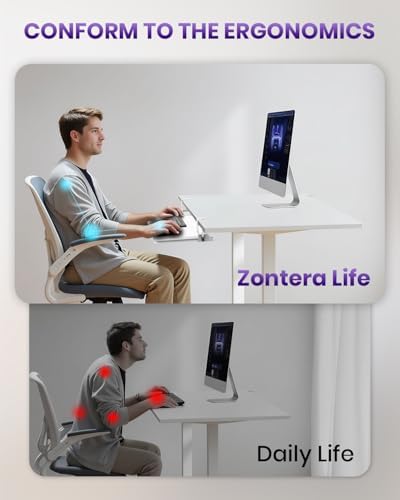 Ergonomic Keyboard Tray Under Desk, 25.6x11.8 Inch Board, White - Image 3