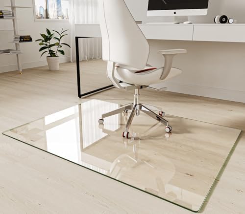 [Upgraded Tempered Glass] Koonmi 36" x 50" Office Floor Desk Chair Mat for Carpet & Hardwood Floor by KOONMI