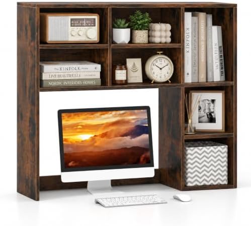 BECOMFORT Desk Hutch with 7 Cubes, Up to 27" Computer Monitor College Dorm by BECOMFORT
