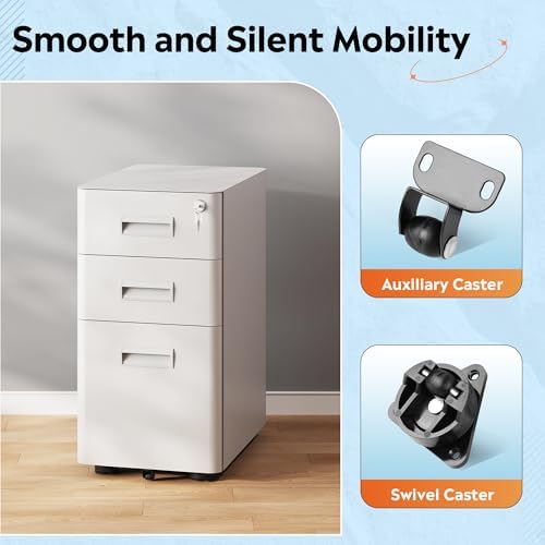 DEVAISE 3 Drawer File Cabinet on Wheels, Fully Assembled Except Casters - Image 5