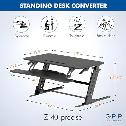 40 Inch Standing Desk Converter, Adjustable Height - Image 2