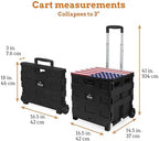 Inspired Living Collapsible Ultra-Slim Pack-N-Roll,2 Wheel Utility Cart w/Lid Used as Seat up to 250 Lbs, Telescopic Handle, Super Strong, for Home,Garden,Shopping,Office,School, Large, American Flag - Image 5