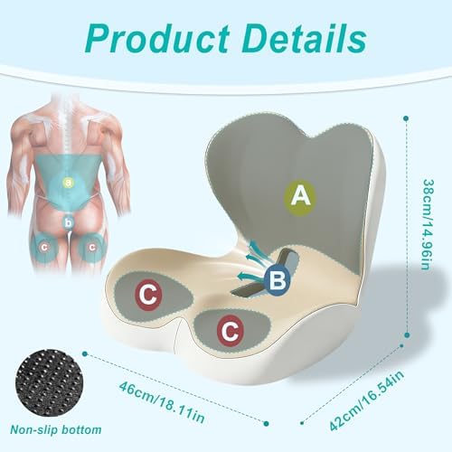 Seat Cushion for Office Chair, Ergonomic Cushion with Lumbar Support Pillow - Image 2