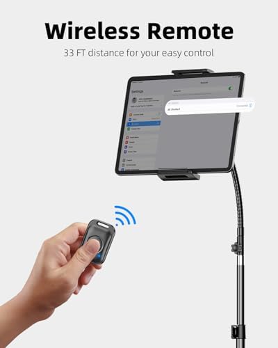 Weilisi Heavy Duty Tablet Tripod Stand 82” Tall, Floor Stand with Remote and Adjustable Gooseneck for Watching/Stream/Recording, Tripod for iPad Pro 12.9”/Kindle/iPhone, and All 4.5-13” Tablet/Phone - Image 6