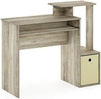 Furinno ECON 40-inch Desk with Keyboard Tray, Side Shelves, Light Oak - Image 5