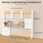 Desk Hutch Top Only, Desktop Hutch with 8 Shelves & 4 Drawers, Vanity Desk with Hutch, Extendable Small Desk Shelf for Top of Desk, Desktop Bookcase Bookshelf for Home Office - Image 6