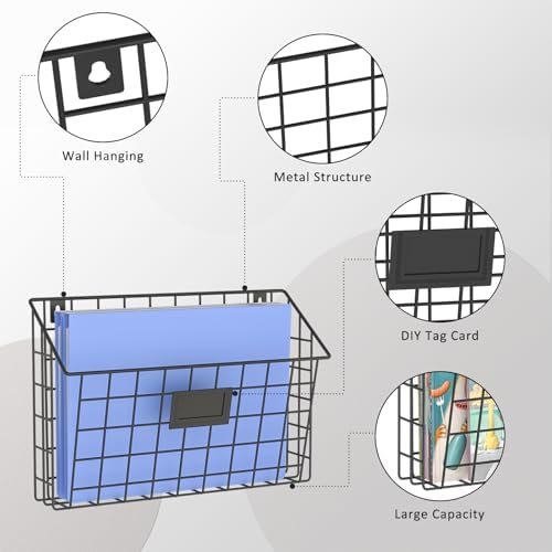 X-cosrack 3-Tier Detachable Hanging Wall Files, Wall Mounted Mail Basket - Image 4