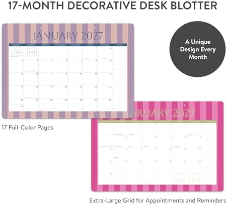 Orange Circle Studio 2027 Cabana Stripes Decorative Desk Blotter Calendar, 17-Month Desk Pad Planner, 18.75" x 13.5" Monthly Pages, Tear-Off Sheets, Notes Section for Office & Home Workspace Area - Image 4