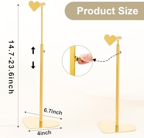 Purse Display Stand, 2 Pack Heart-shape Display Rack Stainless Steel Handbag Purse Holder Gold Hanging Hook Stands Adjustable Height Table Ornament Jewelry Towers for Home Store Boutique Counter - Image 2