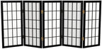 2 ft. Short Desktop Window Pane Shoji Screen - Black - 5 Panels by RedLantern