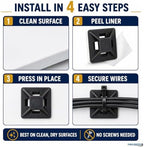 Kable Kontrol Zip Tie Mounts, 1/2” Black, 32000 Pcs Adhesive Backed - Image 5