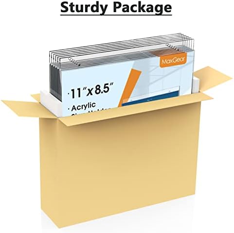 MaxGear Acrylic Wall Mount Sign Holder, 8.5 x 11 Landscape, 12 Pack - Image 6