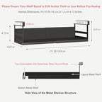 Expandable Under Cabinet Shelf Organizer with 0.94-Inch Thick Clips, Heavy Duty Extendable Under Shelf Storage Basket for Pantry or Laundry Room, Black, 2 Pack, Interior: 4.13" H x 7.2" D - Image 3