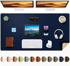 Aothia Dual-Sided Desk Mat, FSC Cork & PU Leather Desk Pad, Large Mouse Pad & Writing Surface for Full Desk Coverage, Non-Slip Waterproof Desk Protector - 47" x 23.6", Dark Blue by AothiaSimpleNaturalUnique