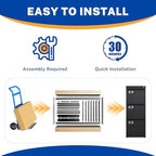 BYNSOE 3 Drawer File Cabinet with Lock Metal Vertical File Cabinet Office Home Narrow File Cabinet for A4 Legal/Letter Size,Assembly Required (Black, 3 Drawers-Vertical) - Image 4