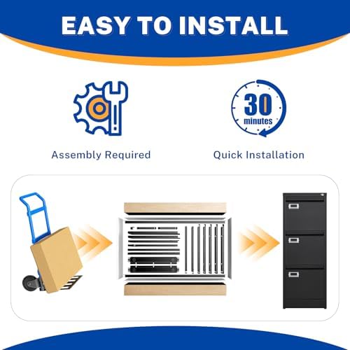 BYNSOE 3 Drawer File Cabinet with Lock Metal Vertical File Cabinet Office Home Narrow File Cabinet for A4 Legal/Letter Size,Assembly Required (Black, 3 Drawers-Vertical) - Image 4
