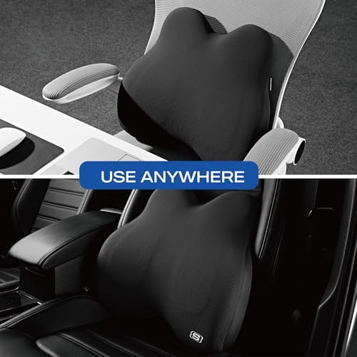 Skechers Memory Foam Lumbar Pillow,Lumbar Support Pillow for Office, Chair Lower Back Pain Relief Lumbar Pillow, Ergonomic Design Back Support Pillow for Office Chair, Car, Home, Travel,Black - Image 4