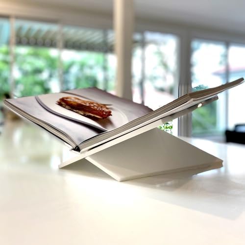 Large White Acrylic Book Stand, 12.5" x 9.5" x 5.5”, Acrylic Book Holder, Open Bookstand for Display and Reading Cookbooks, Art Books, Bibles, Magazines - Home and Office - Image 5