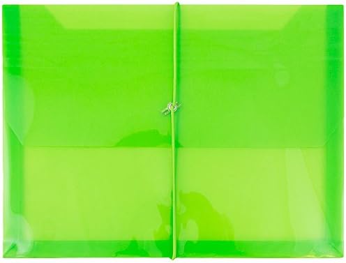 JAM PAPER Plastic Expansion Envelopes with Elastic Band Closure - Letter Booklet - 9 3/4 x 13 with 2.5 Inch Expansion - Lime Green - 12/Pack by JAMPaper