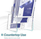 Brochure Holder 4x9 Inch 3 Tier Acrylic Literature Holders Clear Plastic Flyer Display Stand Countertop Use or Wall Mount Pamphlet Holder Organizer for Office, Lobby, Hotel, Trade Show, 4 Pack - Image 4