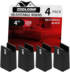 Bed Risers 4 Inch with Adjustable Screw Clamp, 4 Pack, Black by ZDDLOINP