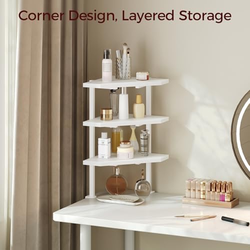 MAHANCRIS Clamp on Desk Corner Organizer, 3-Tier Desktop Shelf, Adjustable Desk Corner Storage Shelf with Metal Frame, for Office, Game Room,White DSWT5501 - Image 5