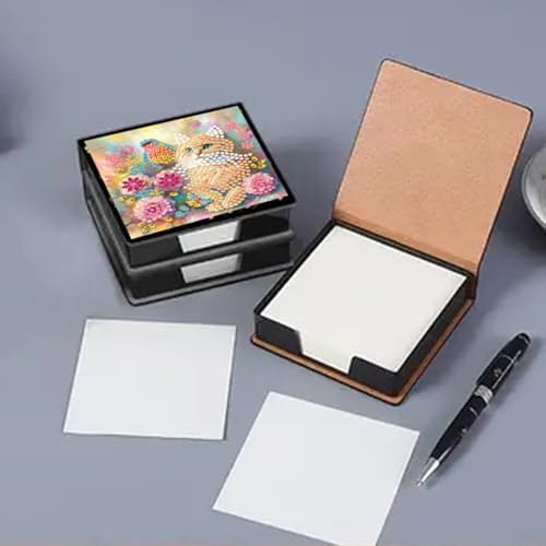Diamond Art Painting Note Box, 4pcs Cats and Dogs PU Gem Art Storage Container with 640 Sheets, Relaxing DIY Craft Kit for Home Office Organization Birthday Anniversary - Image 2