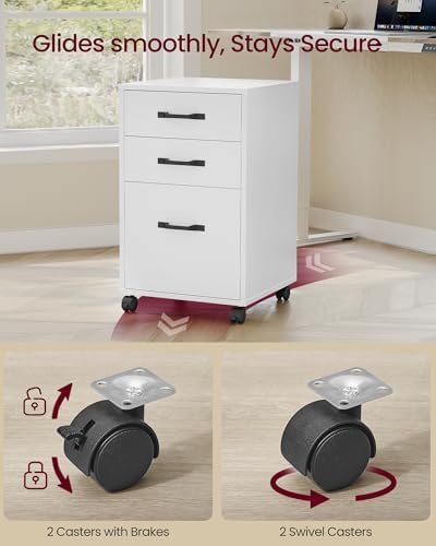 VASAGLE Mobile File Cabinet, 3 Drawers Filing Cabinet with Wheels - Image 6