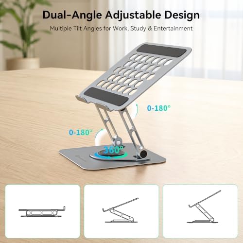Yottamaster Adjustable Laptop Stand, 360° Rotating Aluminum Desk Stand - Image 5