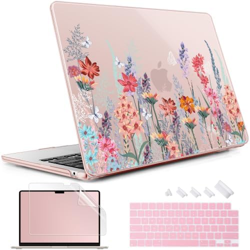 May Chen for M5 MacBook Air 13.6 Inch Case 2026 2025 2024-2022 Release M5 A3449 M4 A3240 M3 A3113 M2 A2681, Plastic Hard Shell Case for MacBook Air 13.6" with Retina Display, Floral P942 by MayChen