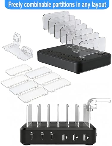 Charging Station for Multiple Devices, 110W 6 Port USB-C Fast Charger Station Dock for iPad iPhone Android Cell Phone Tablet, Family Multi-Device Organizer (6 Short Cables Included) - Image 3