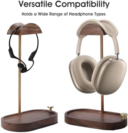 Walnut Headphone Stand Wood, Wooden Headset Stand Holder for Desk - Image 4