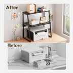 Arbuxzuy Printer Stand, Desktop Printer Shelf, 3 Tier Desk Shelf for top of Desk, Large Printer Stands Office Organization Shelves for Home Office Printer Fax Book, Black - Image 4