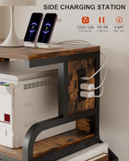 Tall Printer Stand with Charging Station, 4-Tier Mobile Printers Cart - Image 5