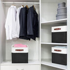 Bagnizer Collapsible Fabric Storage Cubes 11x11 Cube Storage Bins, 4 Pack Closet Baskets Box with Handles for Organizing, Shelf, Toys, Clothes, Home, Office, Nursery (Black&White) - Image 3