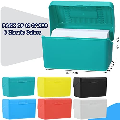 Fuutreo 12 Pack 3x5 Index Card Box Organizer Case with Lids, Bright Colors - Image 2