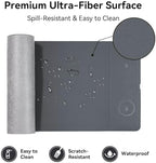 Wireless Charging Mouse Pad, 15W Fast Charge Magnetic Charger Desk Pad, Large Office Desk Mat (35.4"x16.9") with Ultra-Smooth Surface, Gray Computer Mousepad for MacBook, PC, Laptop - Image 4