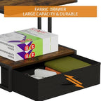 Printer Stand with Storage for Desk, with Fabric Drawer Desktop Printer Stand Shelf Organzier for Home Office, for Above and Under Desk Printer Table, Fax Machine Copier Scanner, Brown - Image 2